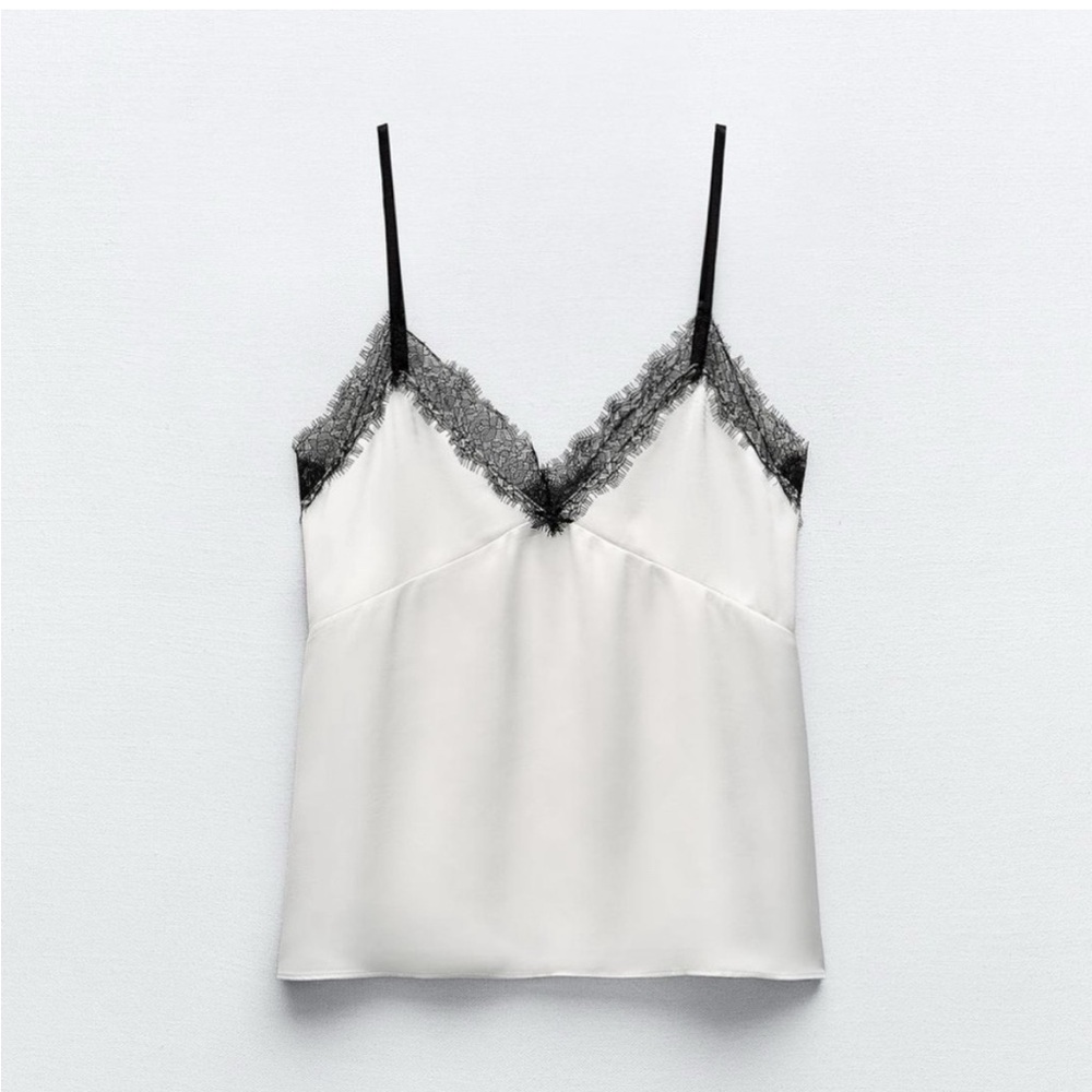 Zara satin lace cami top size L